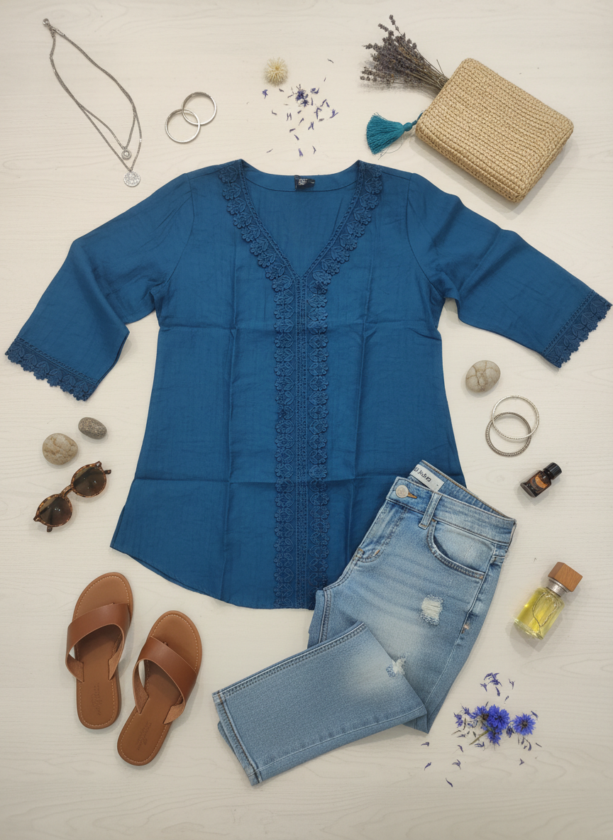 Midnight Ocean Scallop Tunic