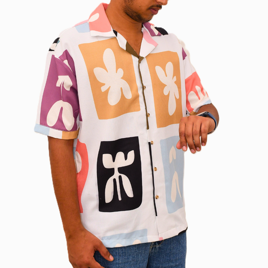 Abstract Floral Block Shirt