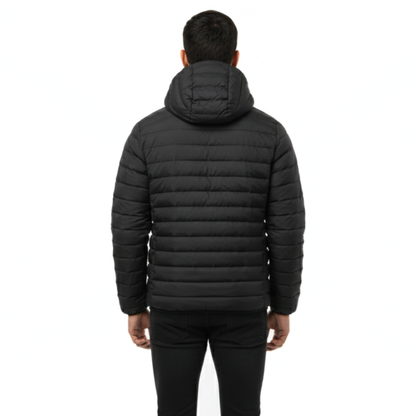 Men's Classic Down Hooded Jacket- Black
