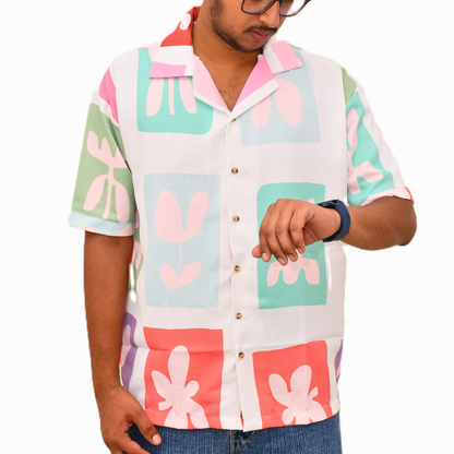 Abstract Floral Block Shirt