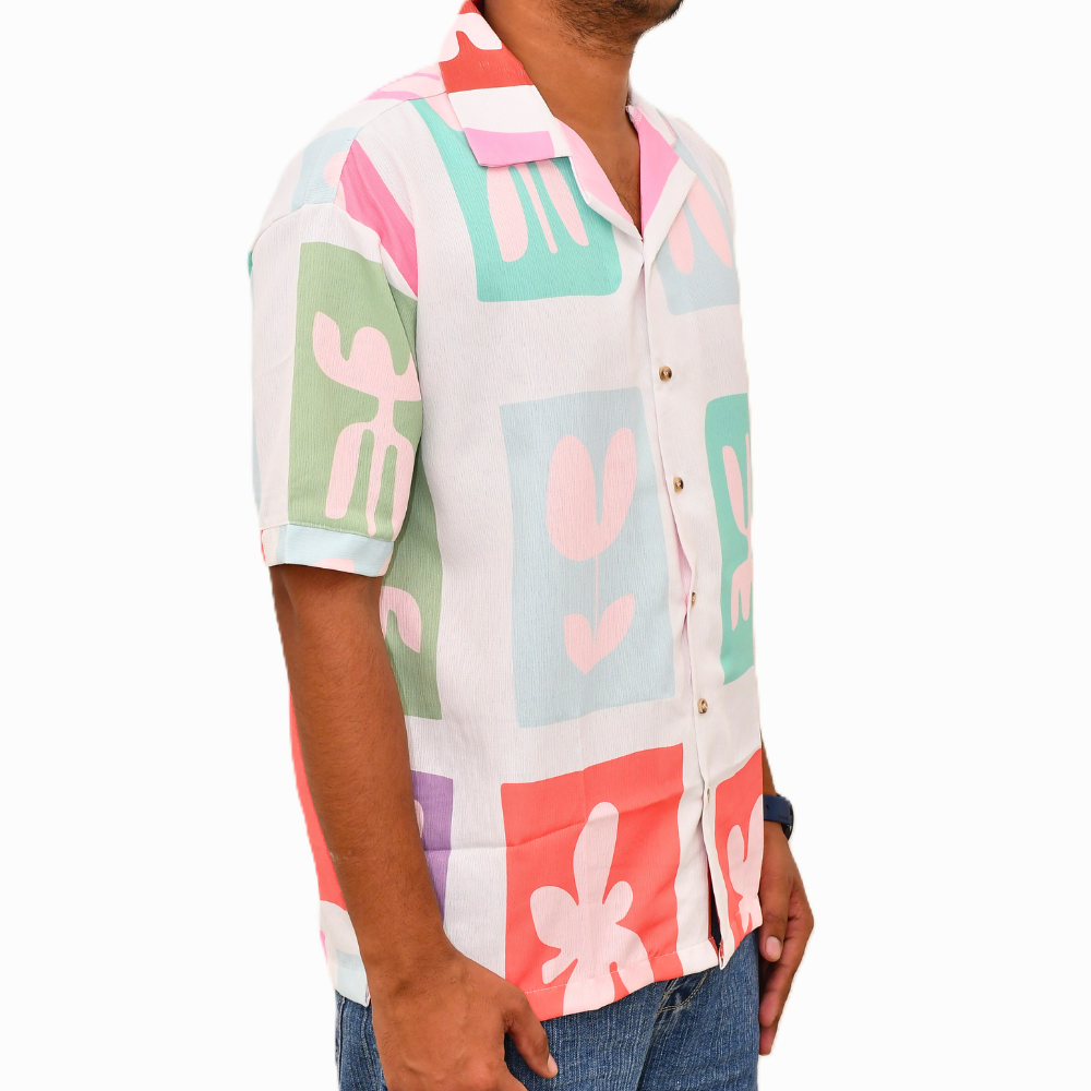 Abstract Floral Block Shirt