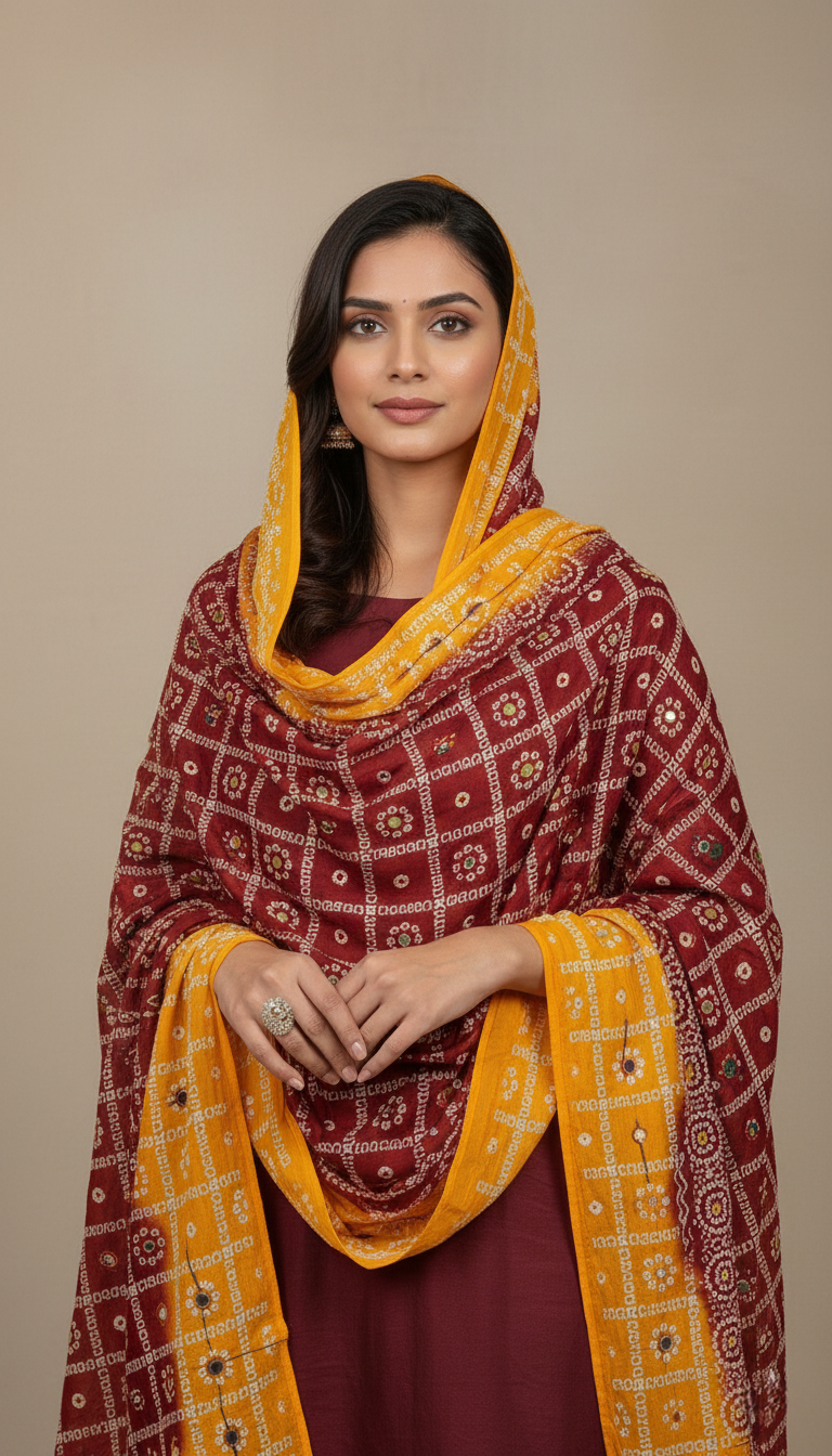 Maroon Bandhani Festive Dupatta