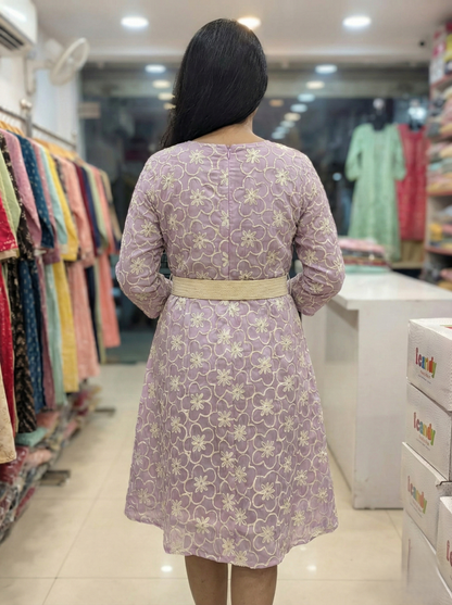 Lavender Bloom Belted Midi