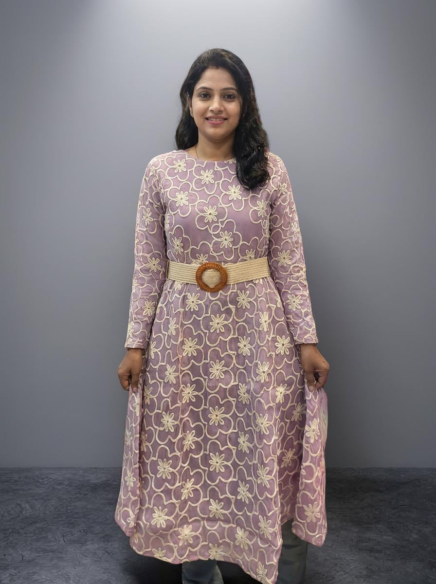 Lavender Bloom Belted Midi